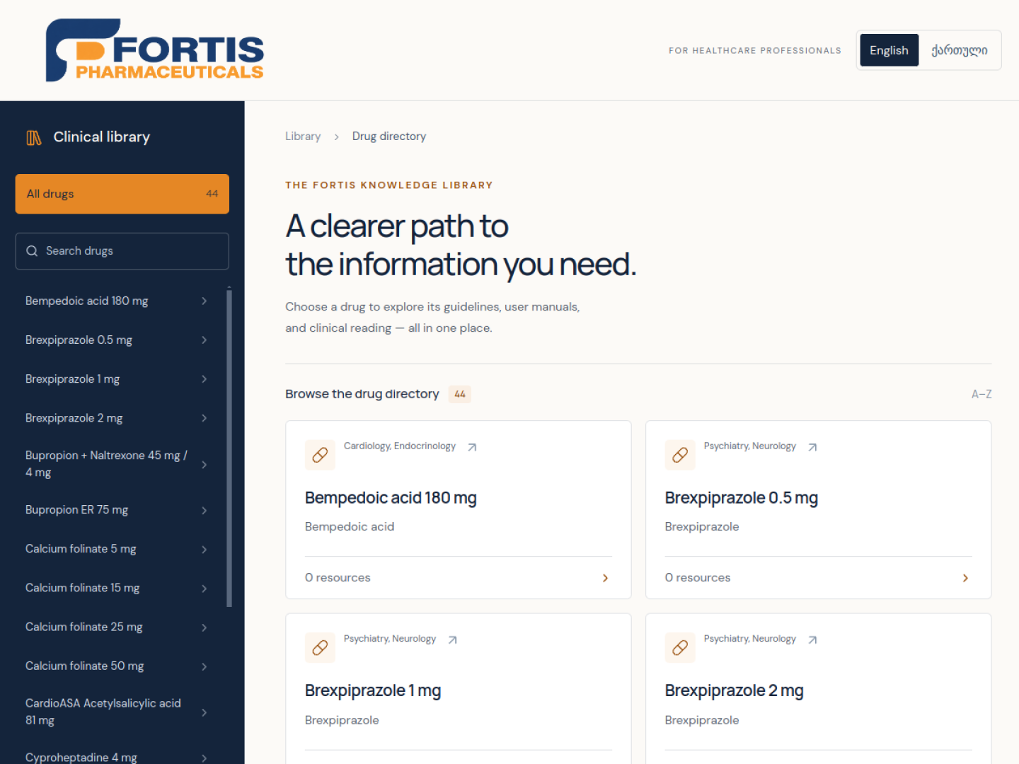 Preview of the Fortis Library website